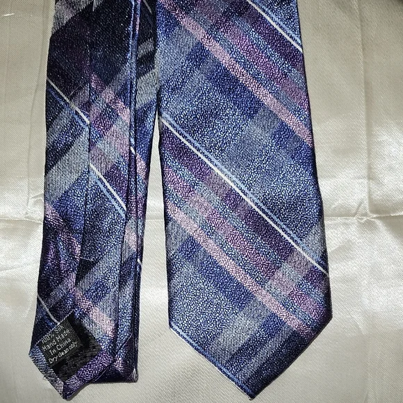Pronto Uomo Blue and Purple Tartan Tie with Silky Finish - Picture 2 of 3